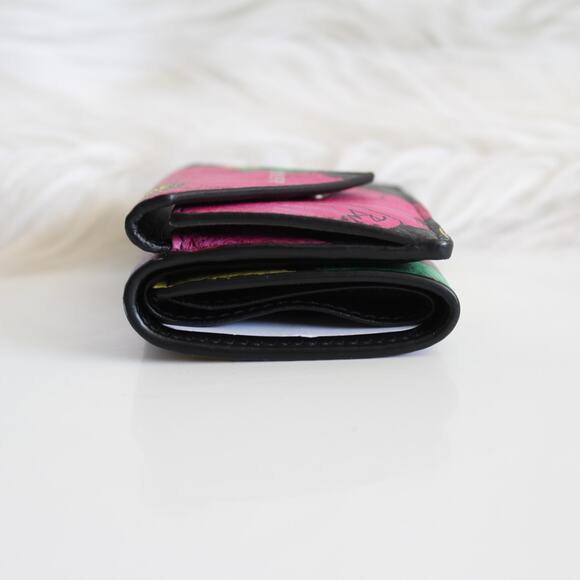 New Balenciaga Tropical Floral Logo Mini Papier Trifold Compact Wallet Small - Picture 6 of 9